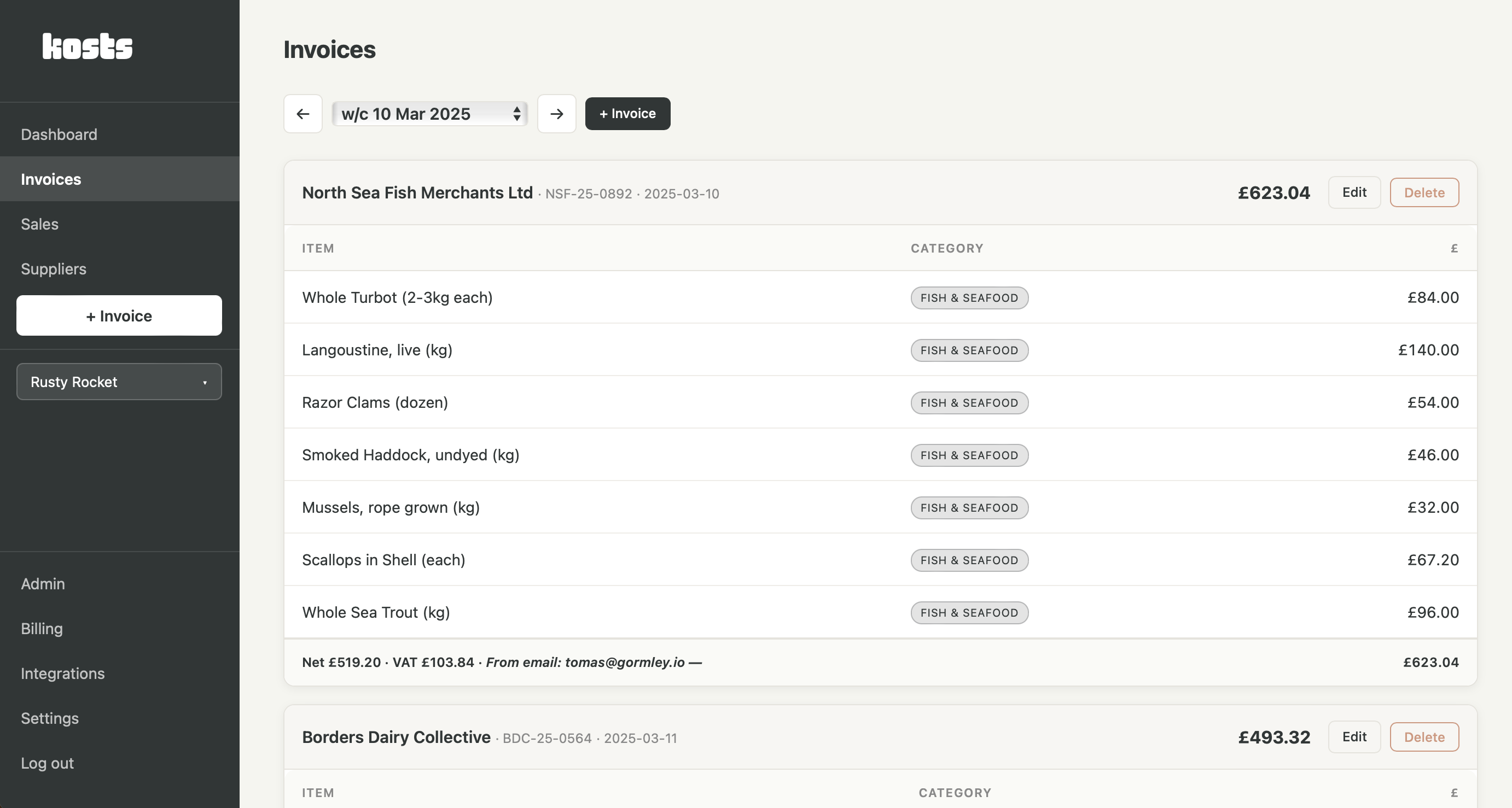 Invoice upload